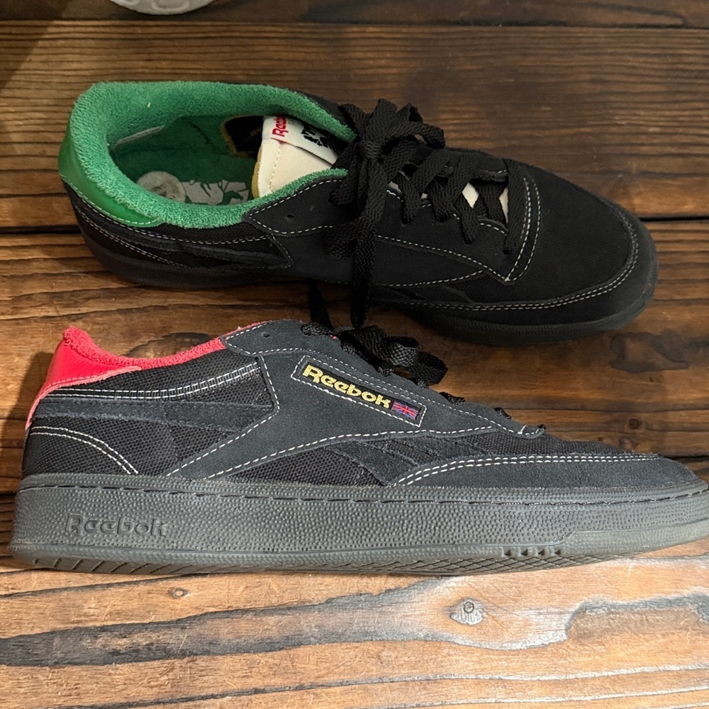 Reebok Retro Men's Club C Revenge Human Rights Black Sneakers with Red and Green - Picture 7 of 10
